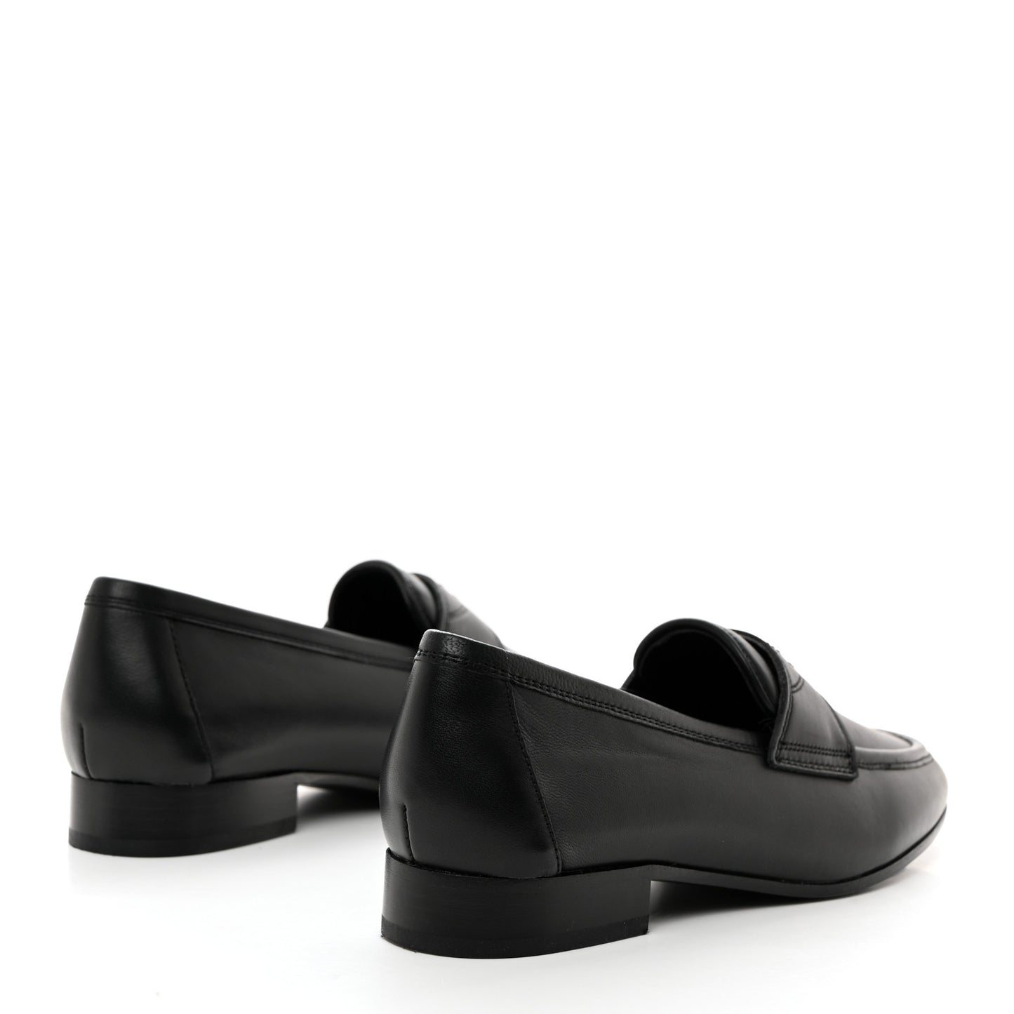 Calfskin Womens Stitched CC Loafers 35.5 Black