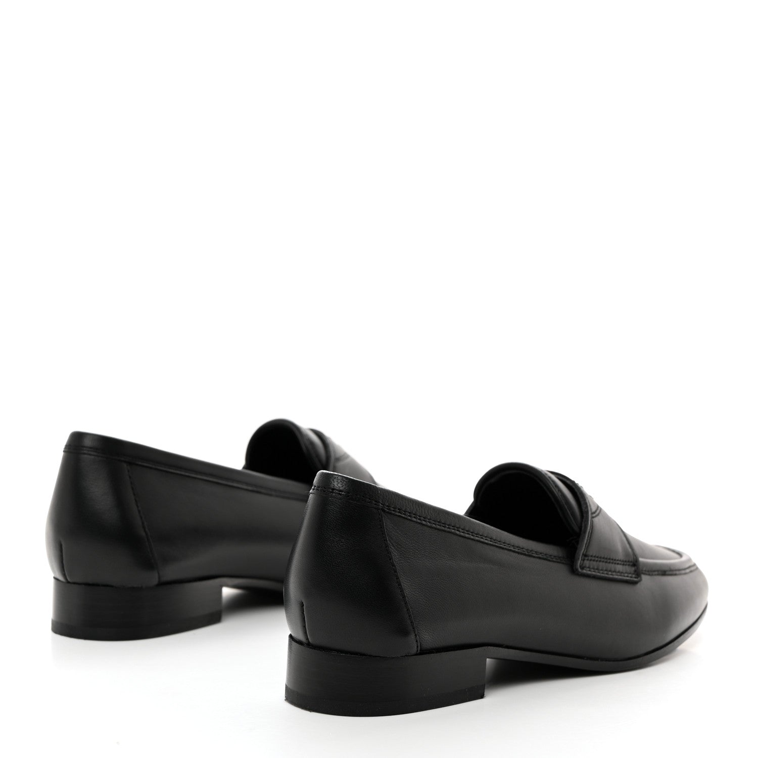 Chanel Calfskin Womens Stitched CC Loafers 35.5 Black 4 of 8