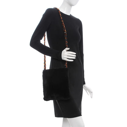 Chanel Rabbit Fur Tortoise Chain Shoulder Bag Black 2 of 8