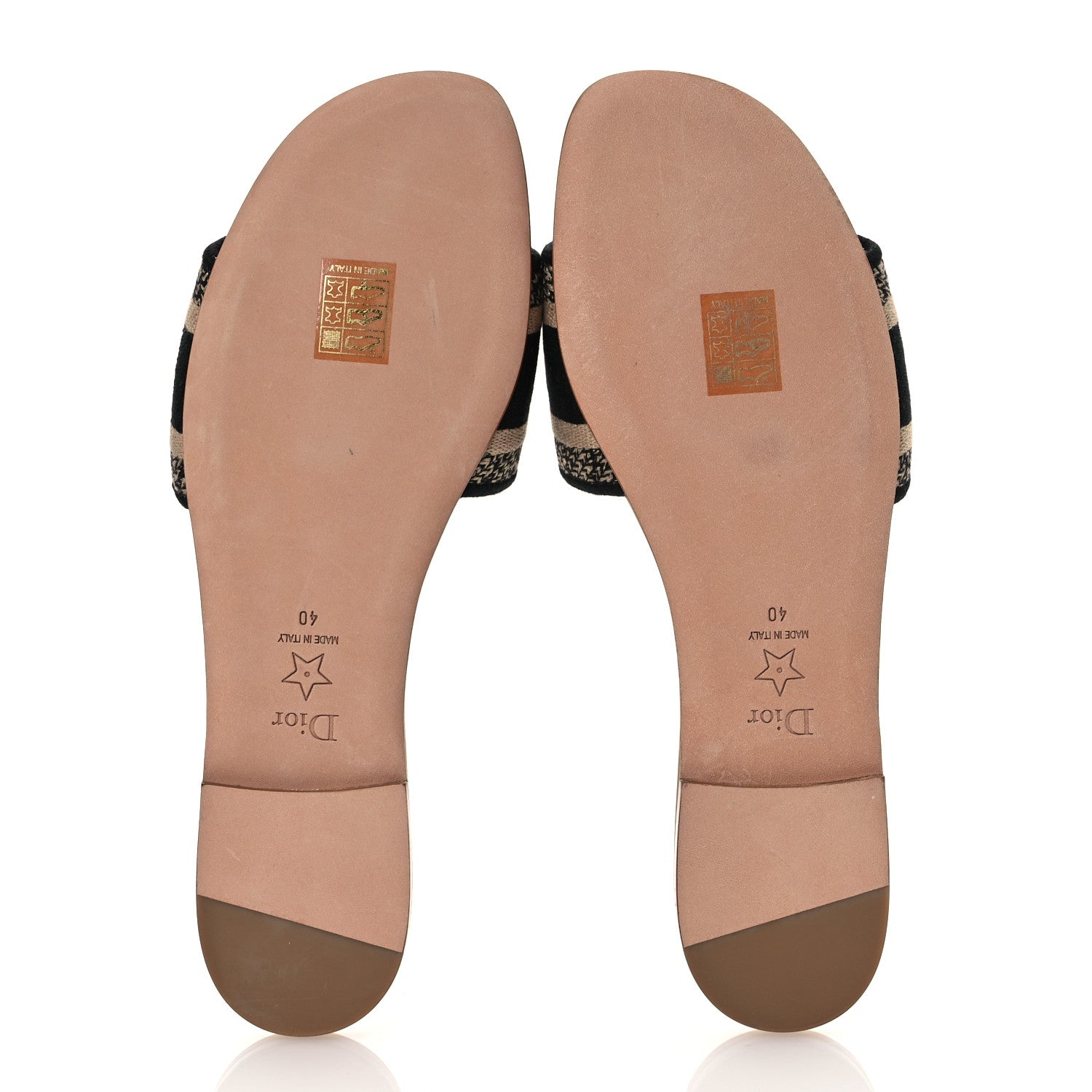 Christian Dior Canvas Embroidered Dway Flat Slide Sandals 40 Black Beige 7 of 11