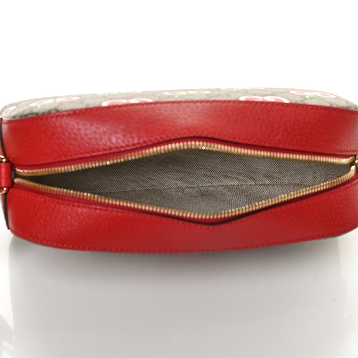 GG Supreme Monogram Apple Small Retro Interlocking G Shoulder Bag Beige Multicolor Lobster Red