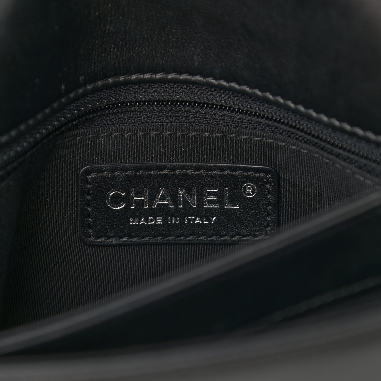 Calfskin Studded Chevron Quilted Flap Black