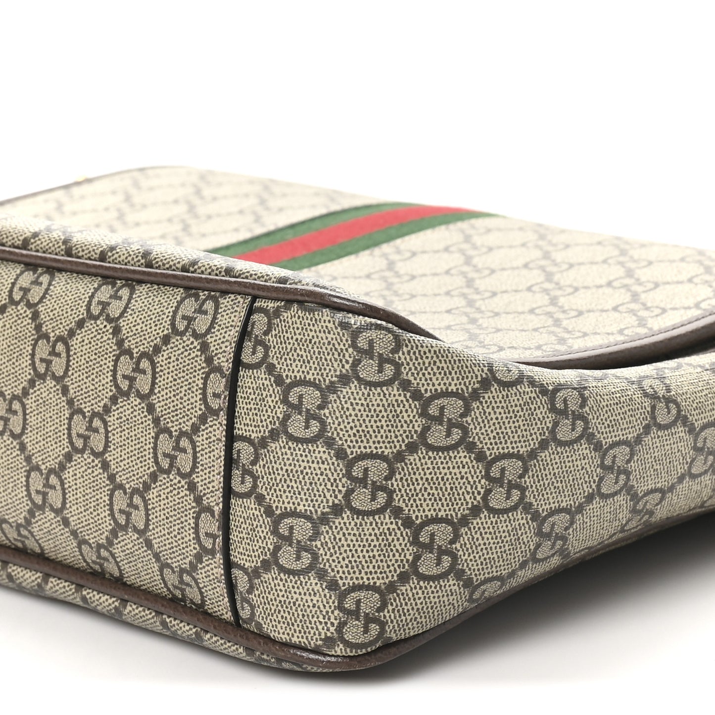 Tender GG Supreme Monogram Textured Dollar Calfskin Ophidia Messenger Bag Beige Ebony Dark Brown