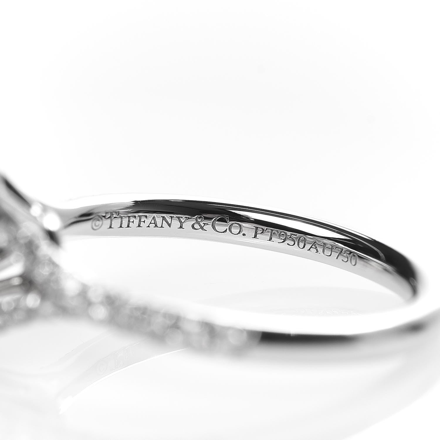 Tiffany Platinum 18K Yellow Gold Fancy Yellow Diamond .53ct Soleste Engagement Ring 50 5.5 5 of 7