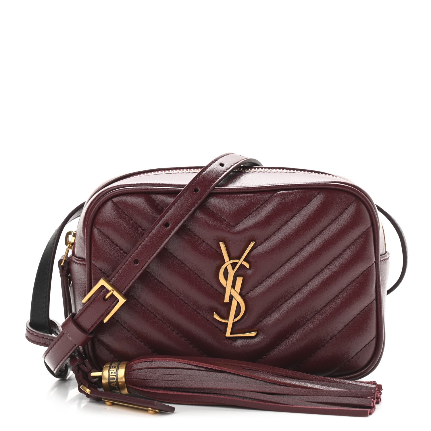 Saint Laurent Calfskin Matelasse Monogram Lou Belt Bag Dark Legion Red 1 of 8