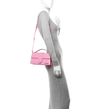 Jacquemus Calfskin Crocodile Embossed Le Grand Bambino Pink 2 of 15