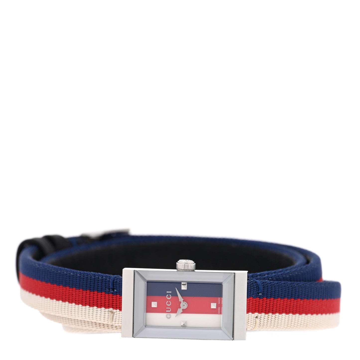 Stainless Steel Nylon 14mm Web G-Frame Double Wrap Quartz Watch Blue