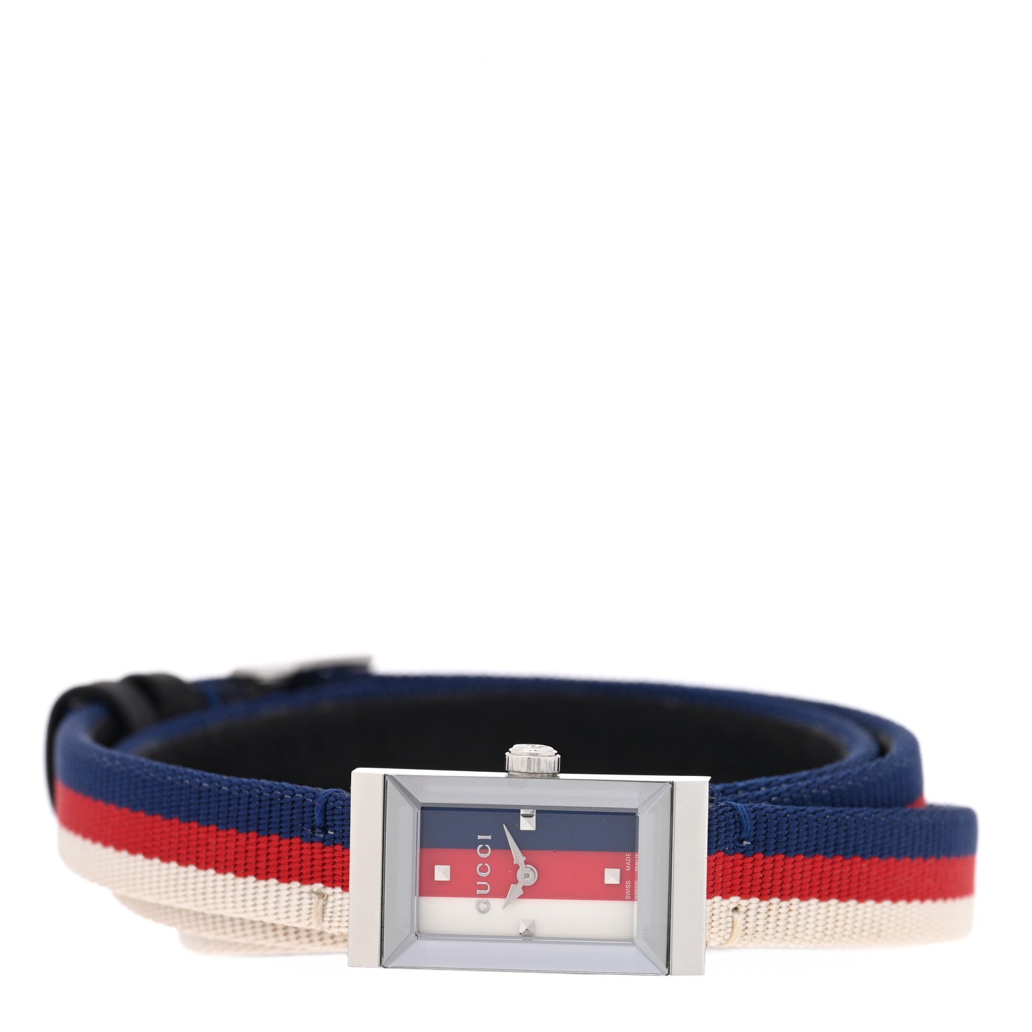 Gucci Stainless Steel Nylon 14mm Web G-Frame Double Wrap Quartz Watch Blue 2 of 4