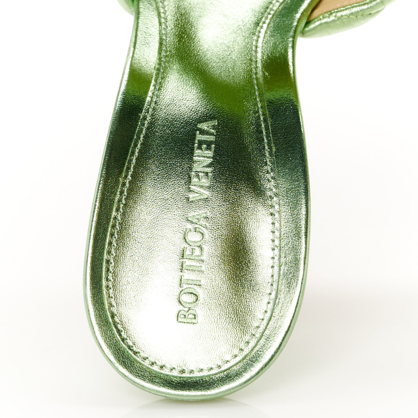 Metallic Nappa Reflection Matelasse Padded Mule Sandals 39.5 Pistachio