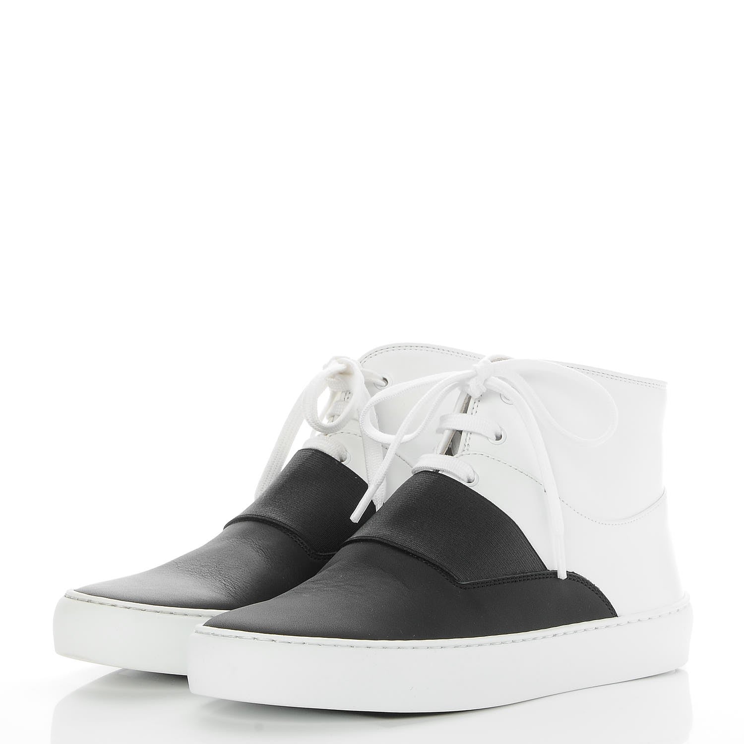 Chanel Calfskin Lace Up Sneakers 35.5 White Black 3 of 8