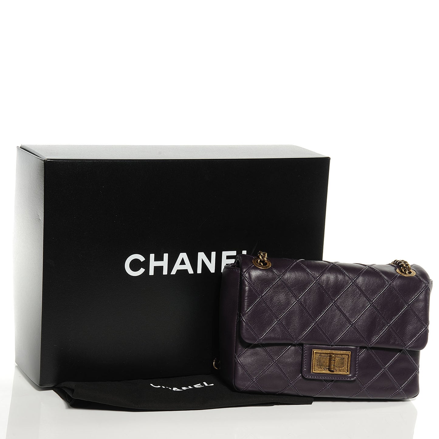 Calfskin Diamond Debossed Medium Cosmos Flap Plum