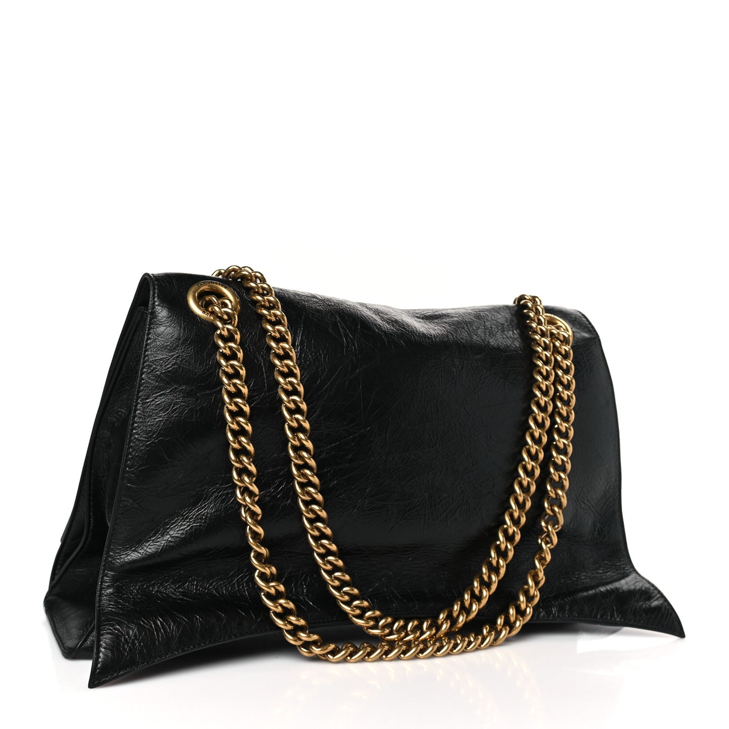 Crushed Calfskin Large Crush Chain Bag Black