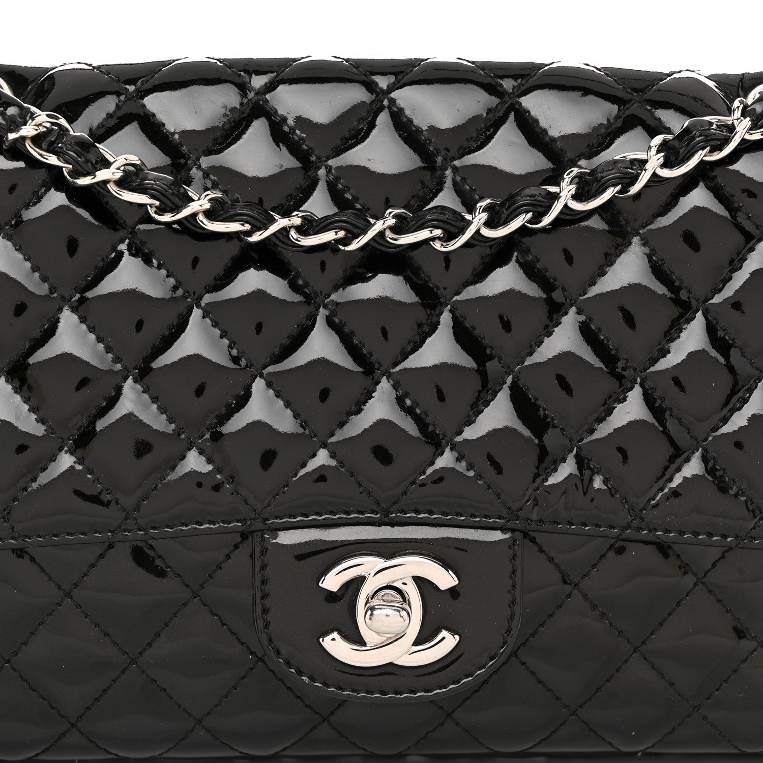 Chanel Patent Quilted Secret Label Medium Flap Black 8 of 11