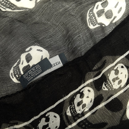 Alexander McQueen Silk Chiffon Skull Scarf Black White 4 of 4
