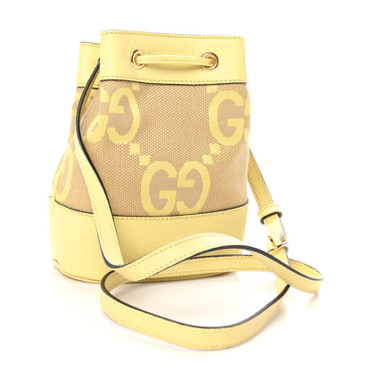 Gucci Monogram Jumbo GG Textured Dollar Calfskin Mini Ophidia Bucket Bag Beige Banana 3 of 10