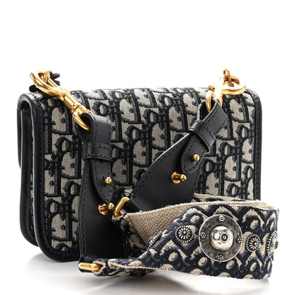 Christian Dior Oblique Small DiorAddict Flap Bag Navy Blue 3 of 10