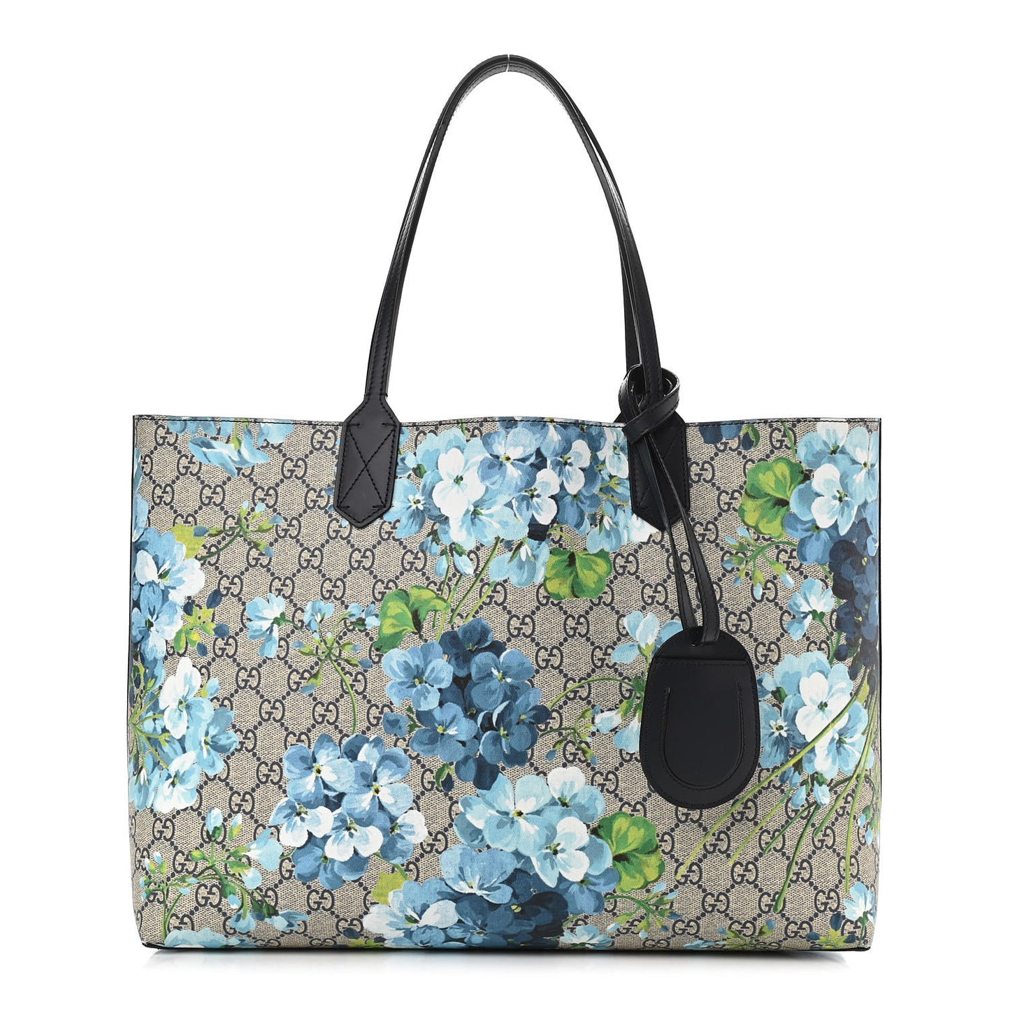 GG Supreme Monogram Blooms Medium Reversible Tote Beige Blue Navy