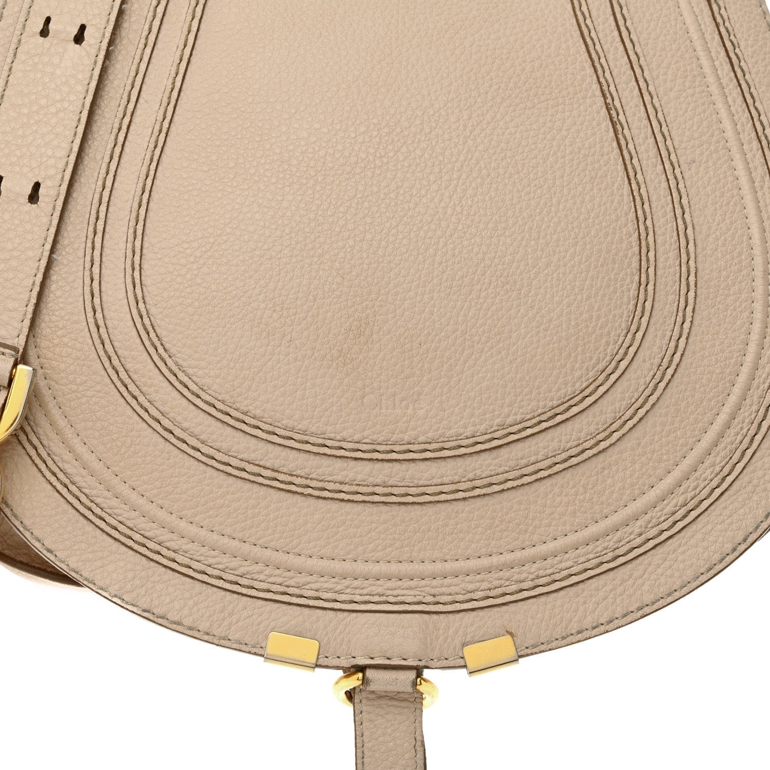 Chloe Grained Calfskin Medium Marcie Saddle Bag Beige 8 of 19