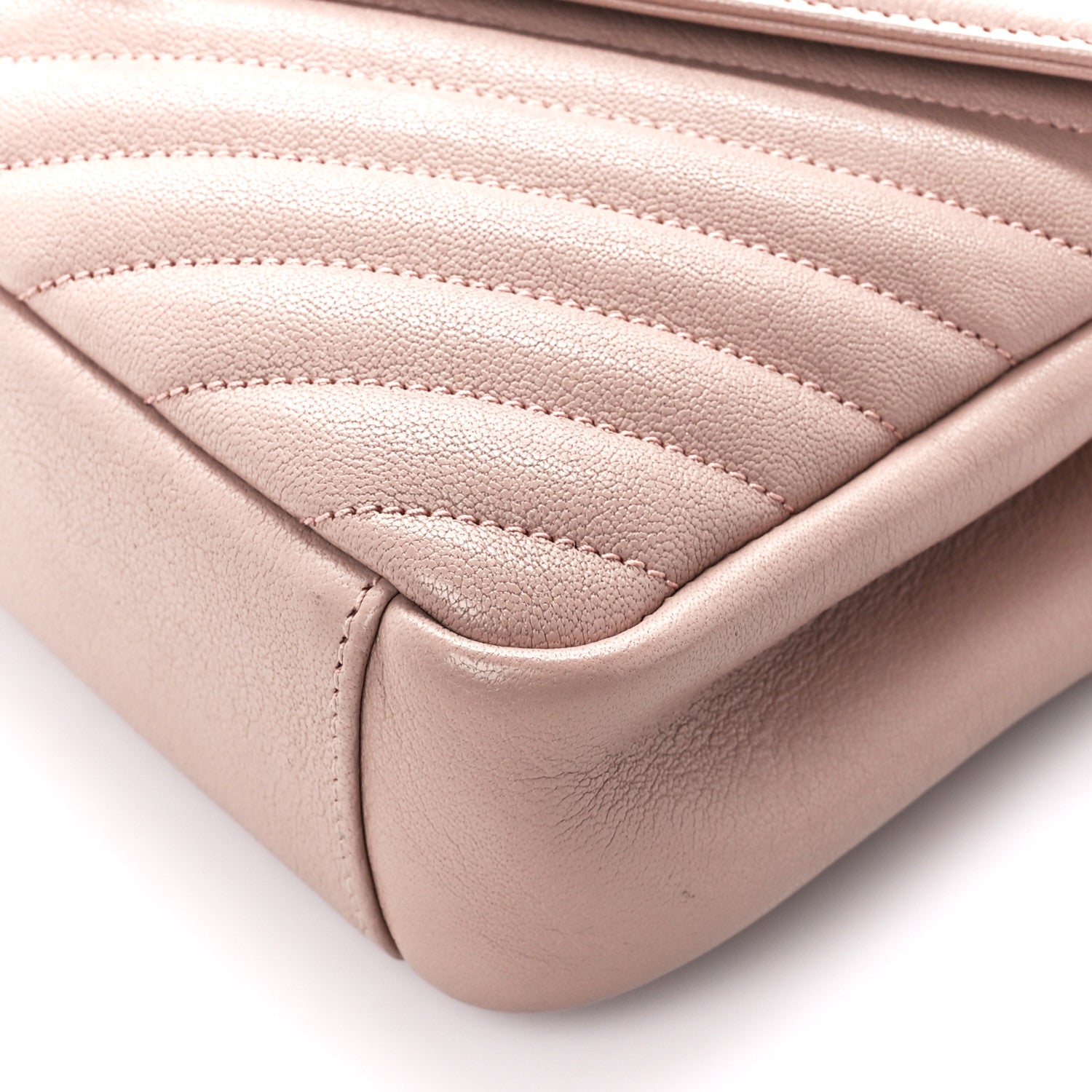 Saint Laurent Sheepskin Matelasse Chevron Monogram Medium College Bag Rose Poudre 12 of 13