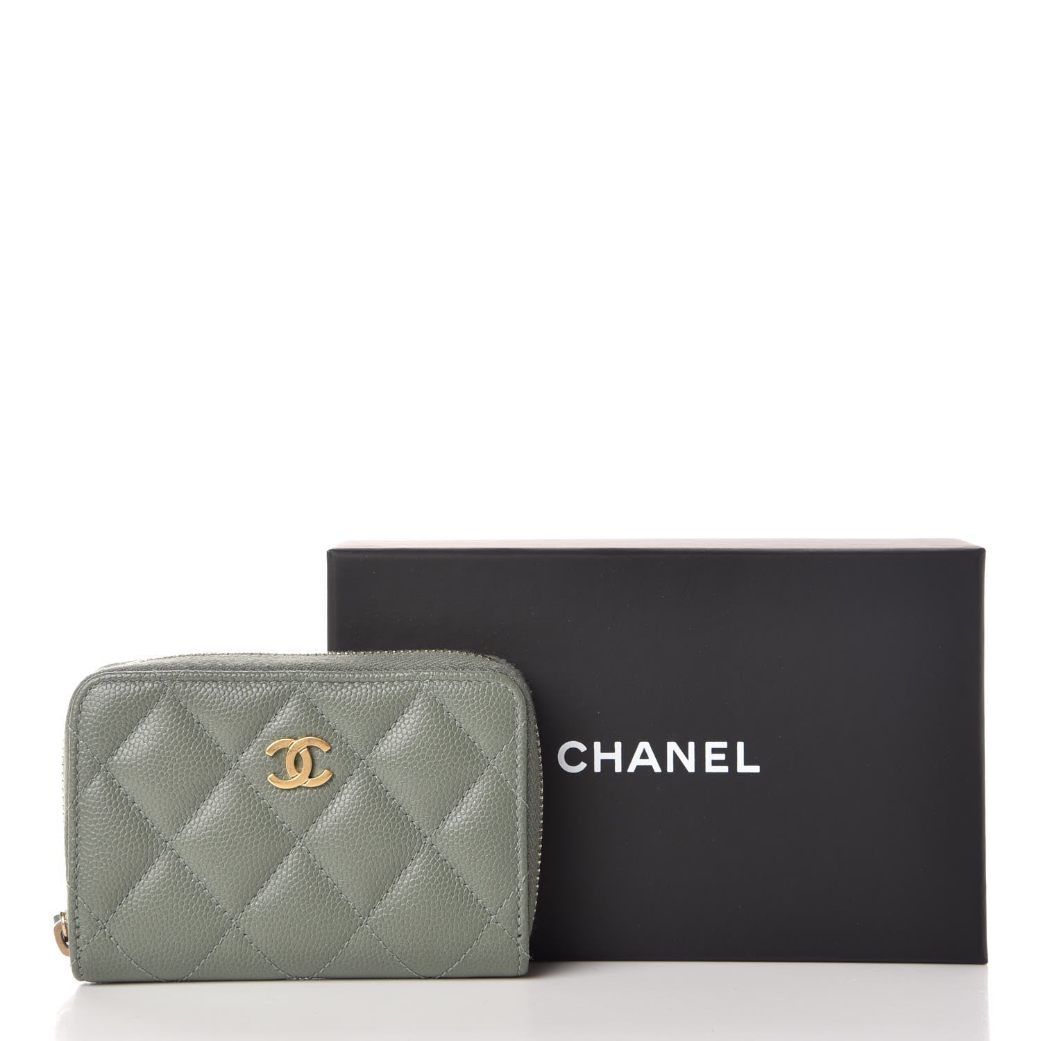 Chanel Iridescent Caviar Quilted Zip Coin Purse Green 10 of 10