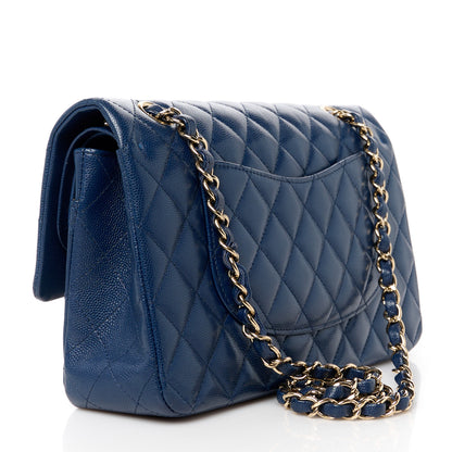 Chanel Caviar Quilted Medium Double Flap Blue 3 of 11