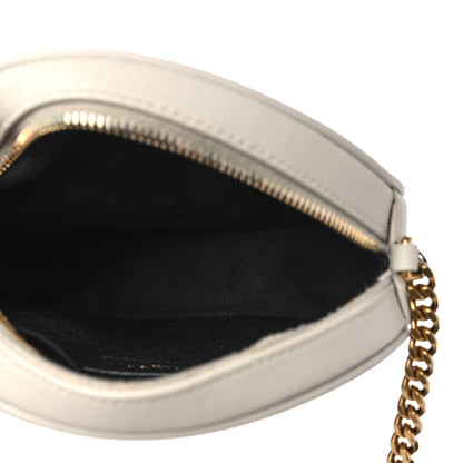 Saint Laurent Grain De Poudre Matelasse Chevron Quilted Round Vinyle Camera Bag Crema Soft 5 of 12