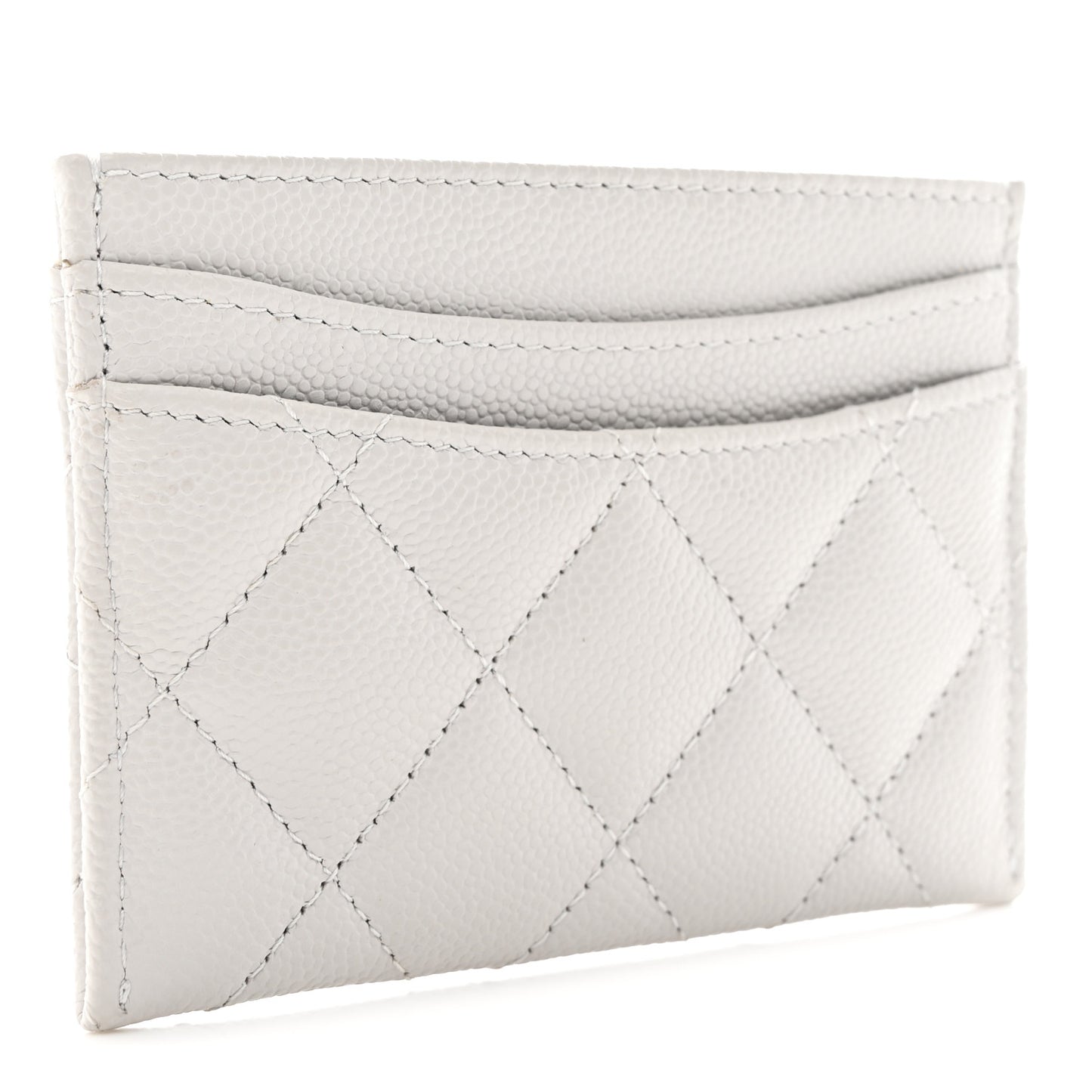 Caviar Quilted Card Holder Grey