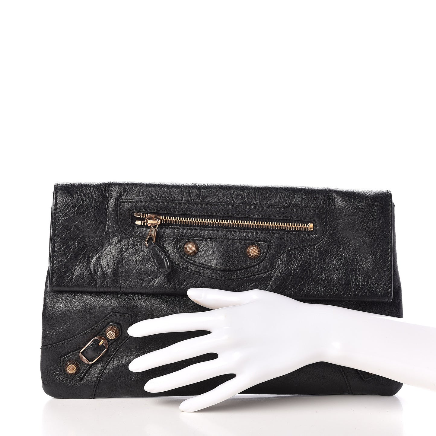 Agneau Giant 12 Rose Gold Hardware Envelope Clutch Black