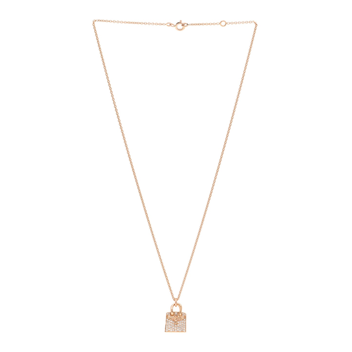 18K Rose Gold Diamond Birkin Amulette Pendant Necklace