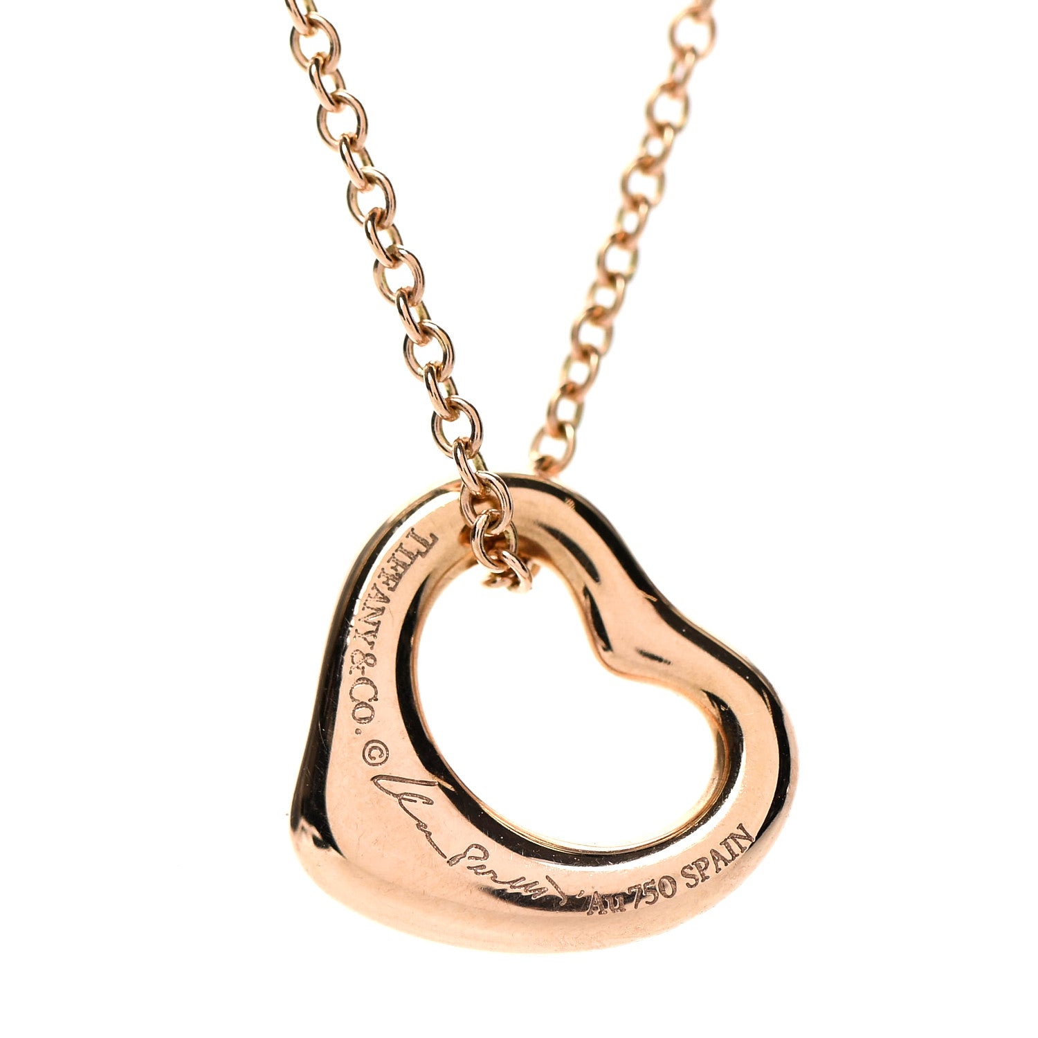 Tiffany 18K Rose Gold 11mm Elsa Peretti Open Heart Pendant Necklace 8 of 8