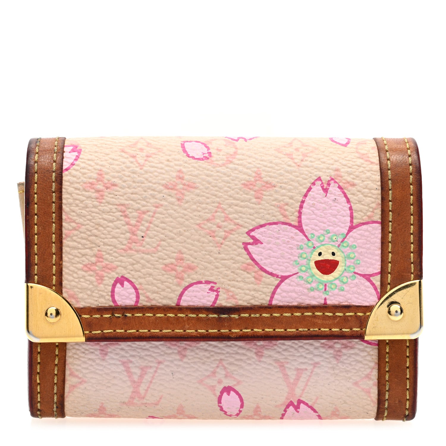 Louis Vuitton Monogram Cherry Blossom Porte-Monnaie Plat Coin Purse Pink 1 of 6