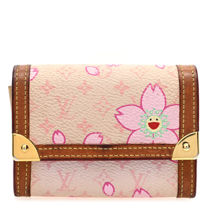 Louis Vuitton Monogram Cherry Blossom Porte-Monnaie Plat Coin Purse Pink 1 of 6
