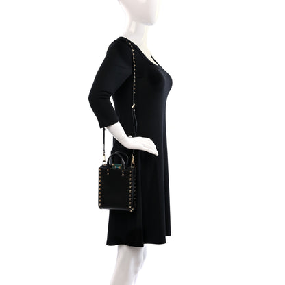 Valentino Garavani Grainy Calfskin Mini Rockstud Alcove Tote Black 2 of 11
