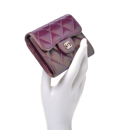 Chanel Iridescent Lambskin Quilted Flap Card Holder Purple 2 of 7