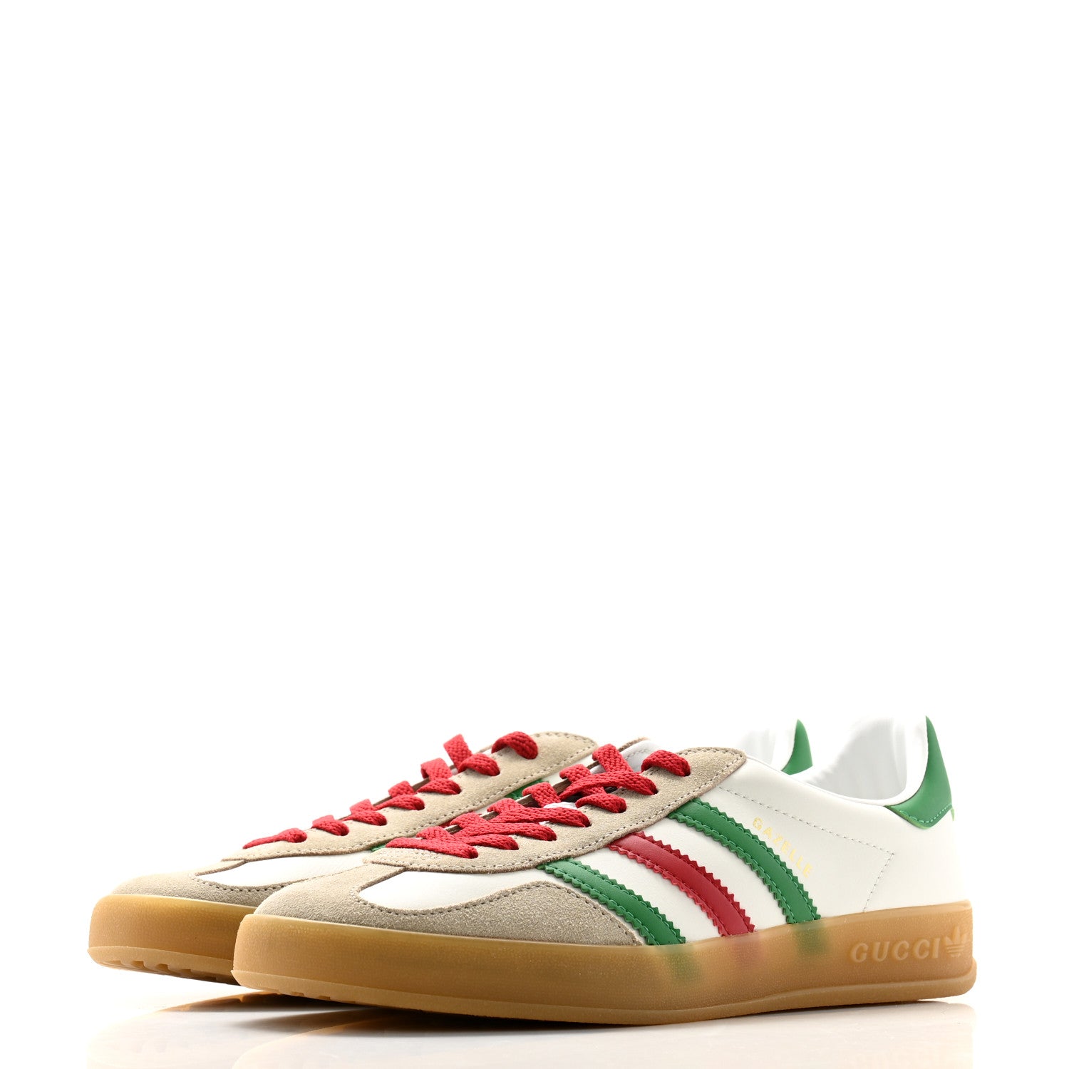 Gucci X ADIDAS Suede Madeira Demetra Mens Gazelle Sneakers 7.5 Oatmeal White New Shamarock Hibiscus Red 3 of 9
