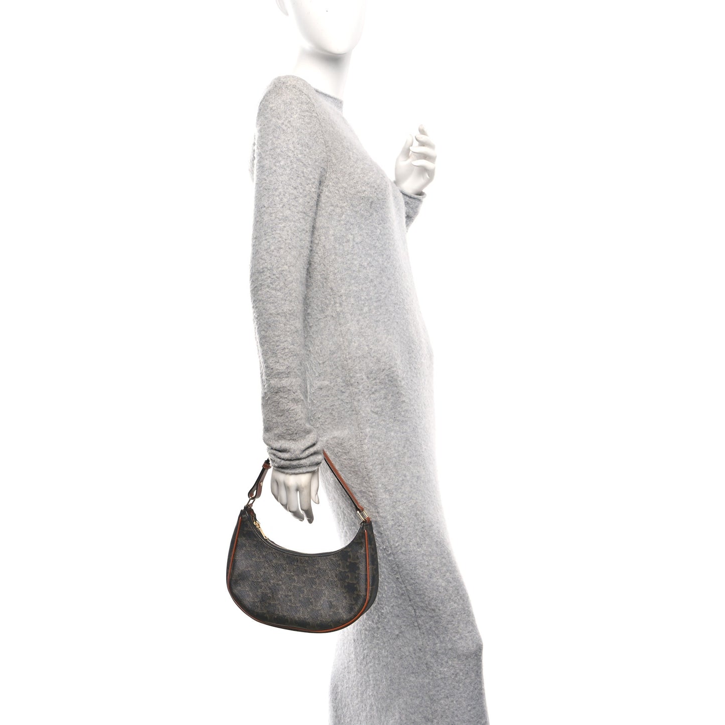 Triomphe Canvas Calfskin Ava Shoulder Bag Tan
