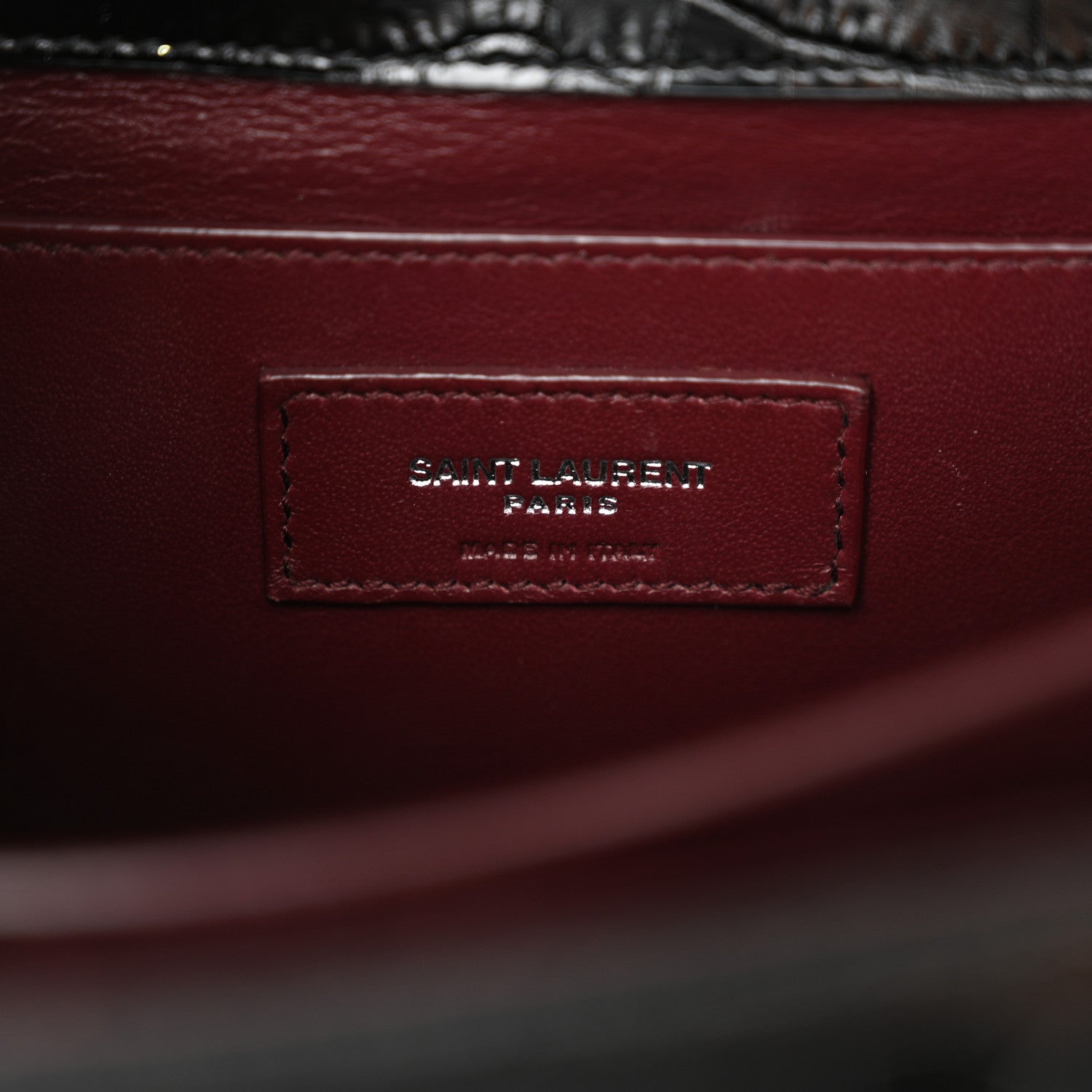Saint Laurent Calfskin Crocodile Embossed Medium Classic Monogram Cassandra Top Handle Black Rouge Legion 6 of 11