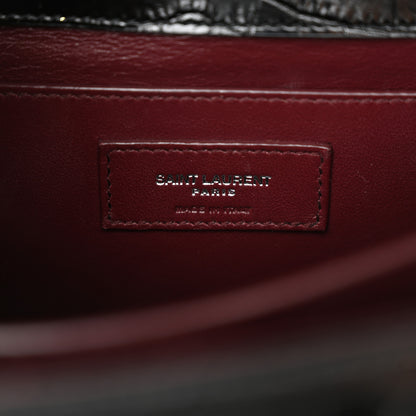 Saint Laurent Calfskin Crocodile Embossed Medium Classic Monogram Cassandra Top Handle Black Rouge Legion 6 of 11