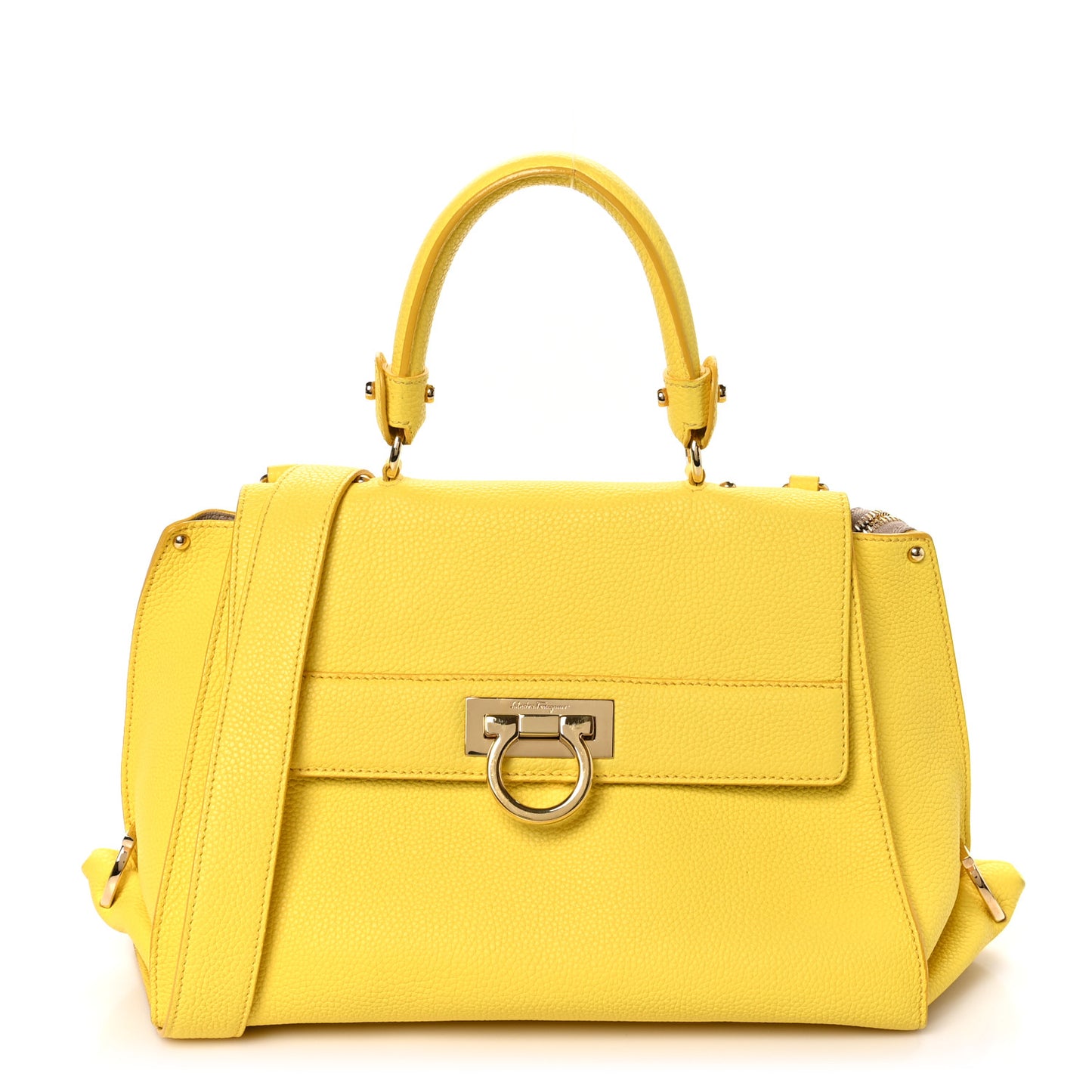 Calfskin Sofia Gancini Satchel Yellow