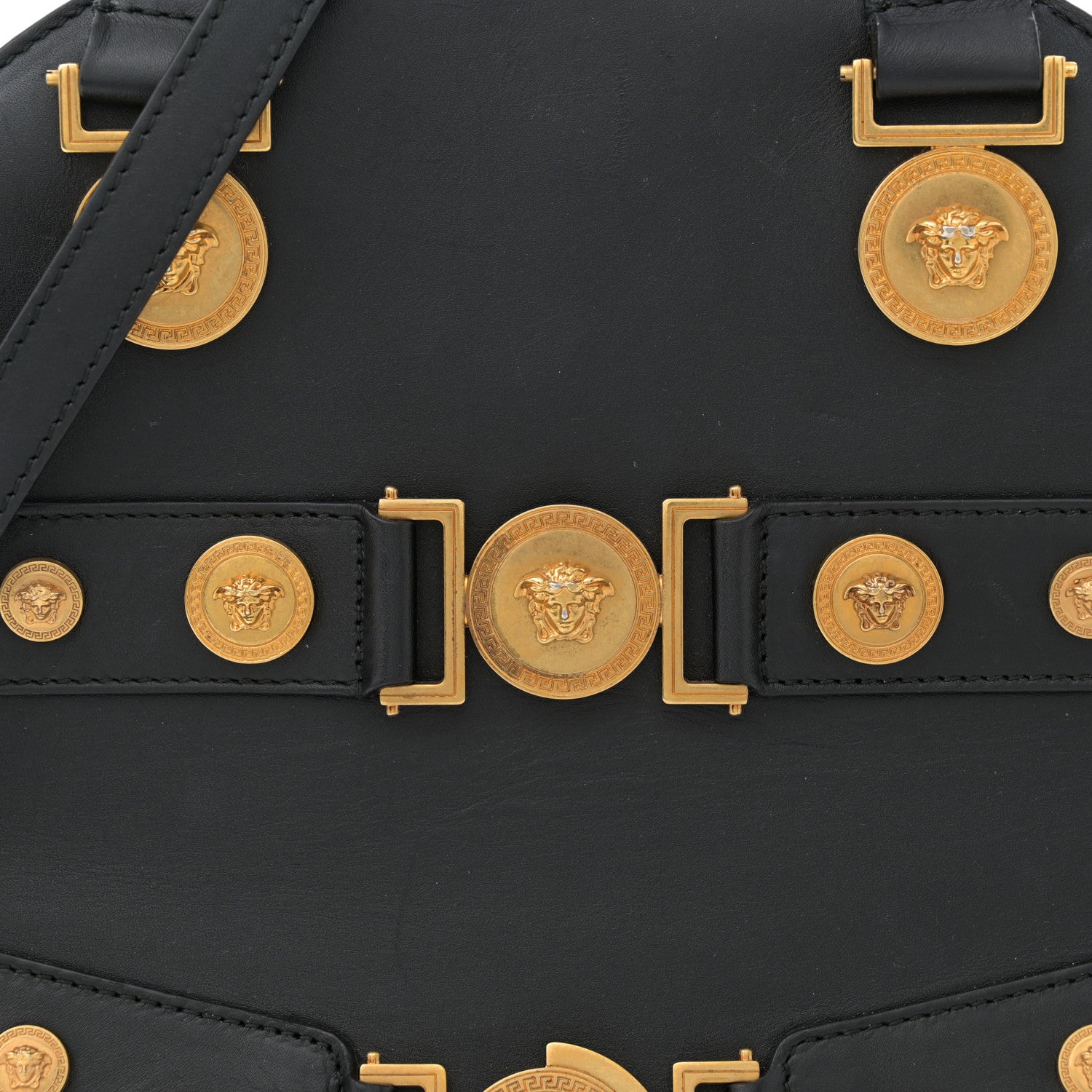 Versace Calfskin Medallion Tribute Bowling Bag Black 7 of 15