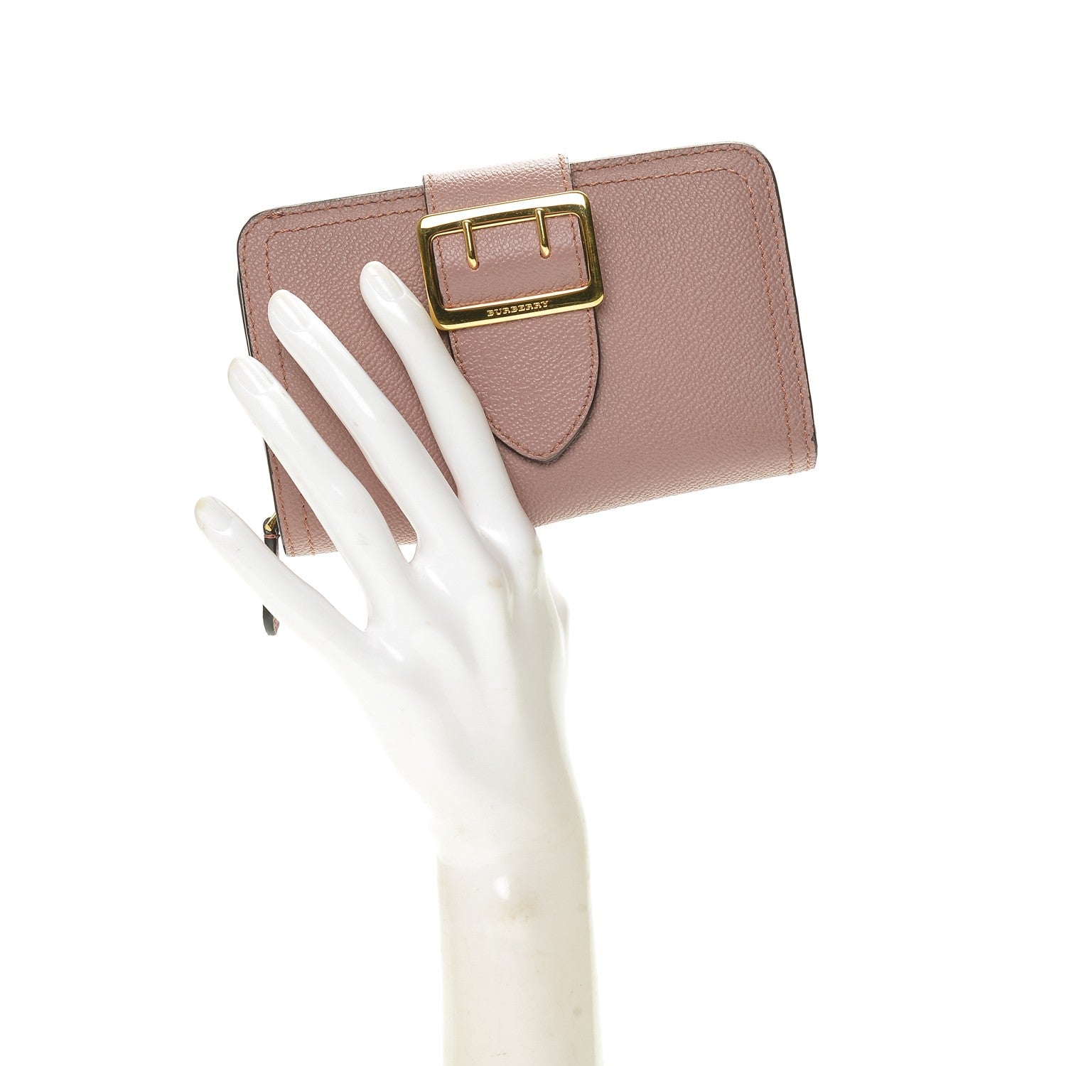 Burberry Grainy Leather Buckle Detail Zip Wallet Dusty Pink 2 of 6