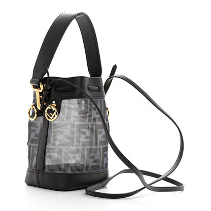 Fendi Mesh Vitello Grace F is Fendi FF 1974 Mini Mon Tresor Bucket Bag Azzurro Black Ebano 3 of 11