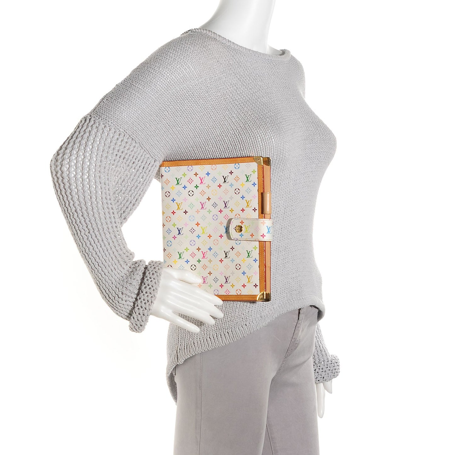 Monogram Multicolor Large Ring Agenda Cover White