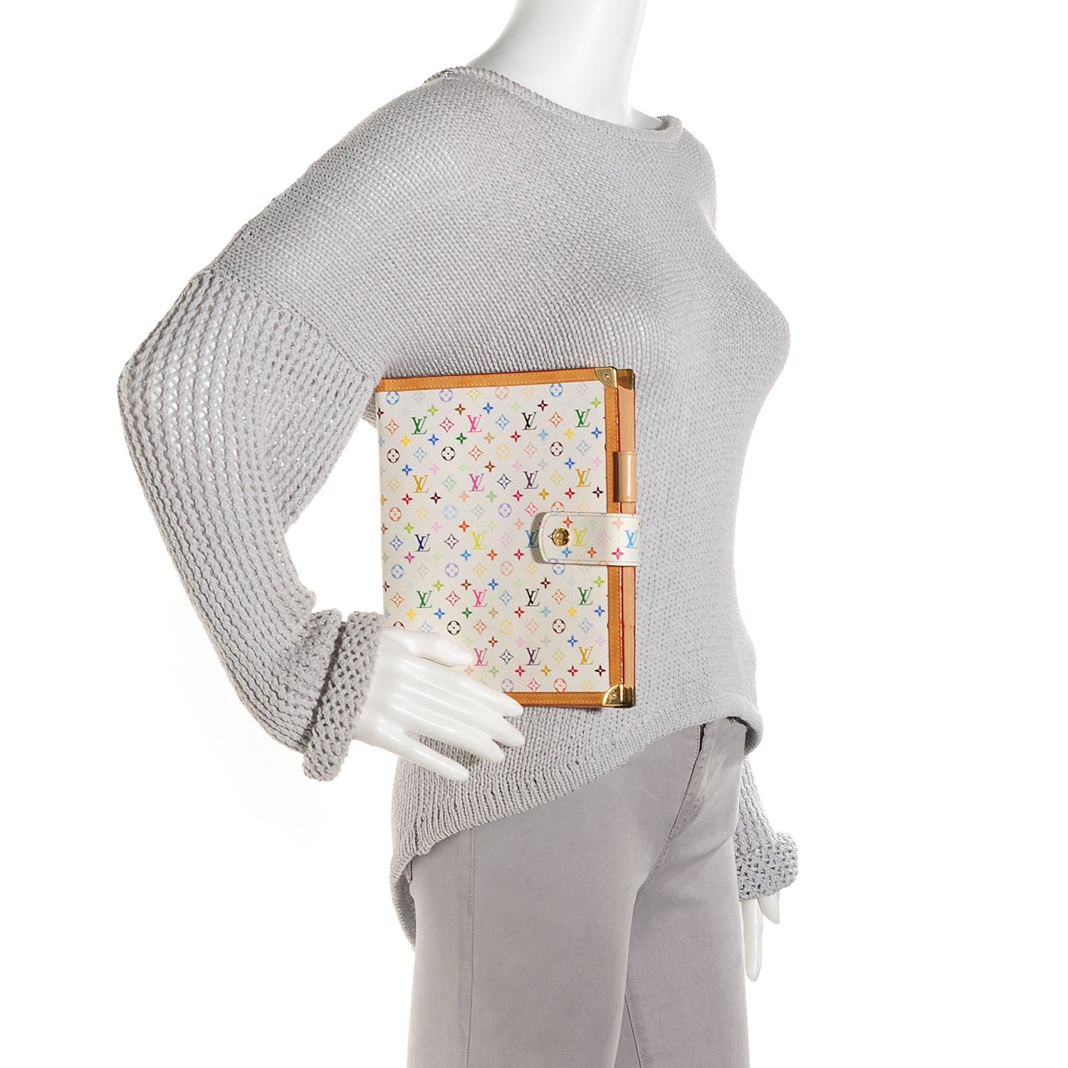 Louis Vuitton Monogram Multicolor Large Ring Agenda Cover White 2 of 7