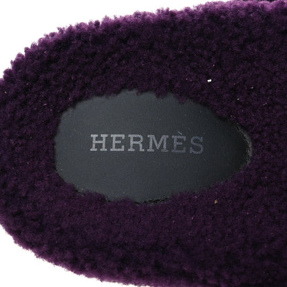 Hermes Woolskin Womens Chypre Sandals 38 Violet Fonce 7 of 8