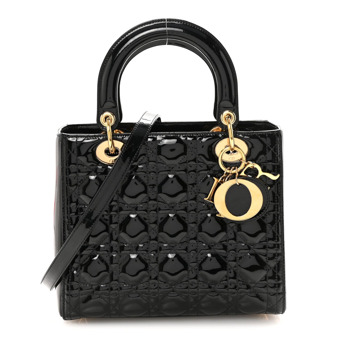 Patent Cannage Medium Lady Dior Black