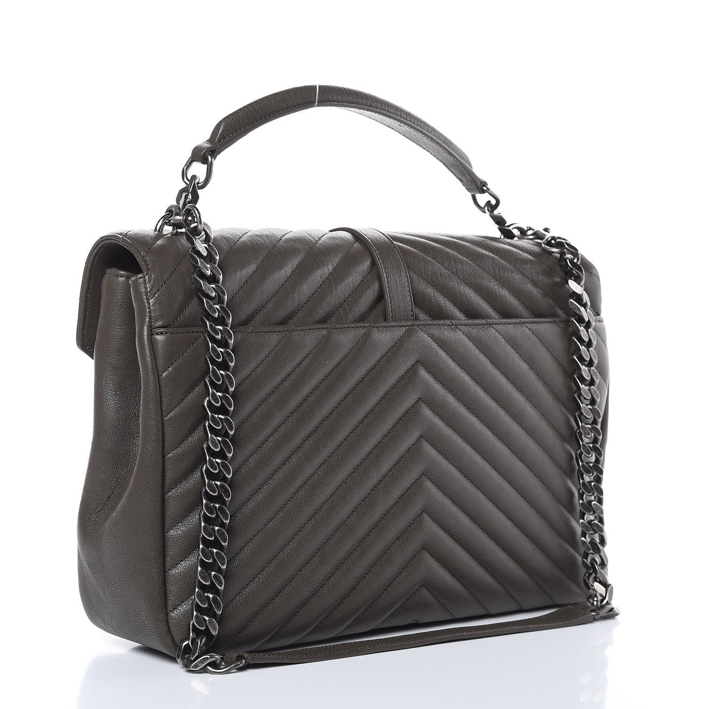 Sheepskin Matelasse Chevron Monogram Large College Satchel Bronze