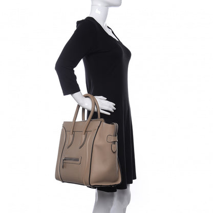 Celine Drummed Calfskin Mini Luggage Dune 2 of 10