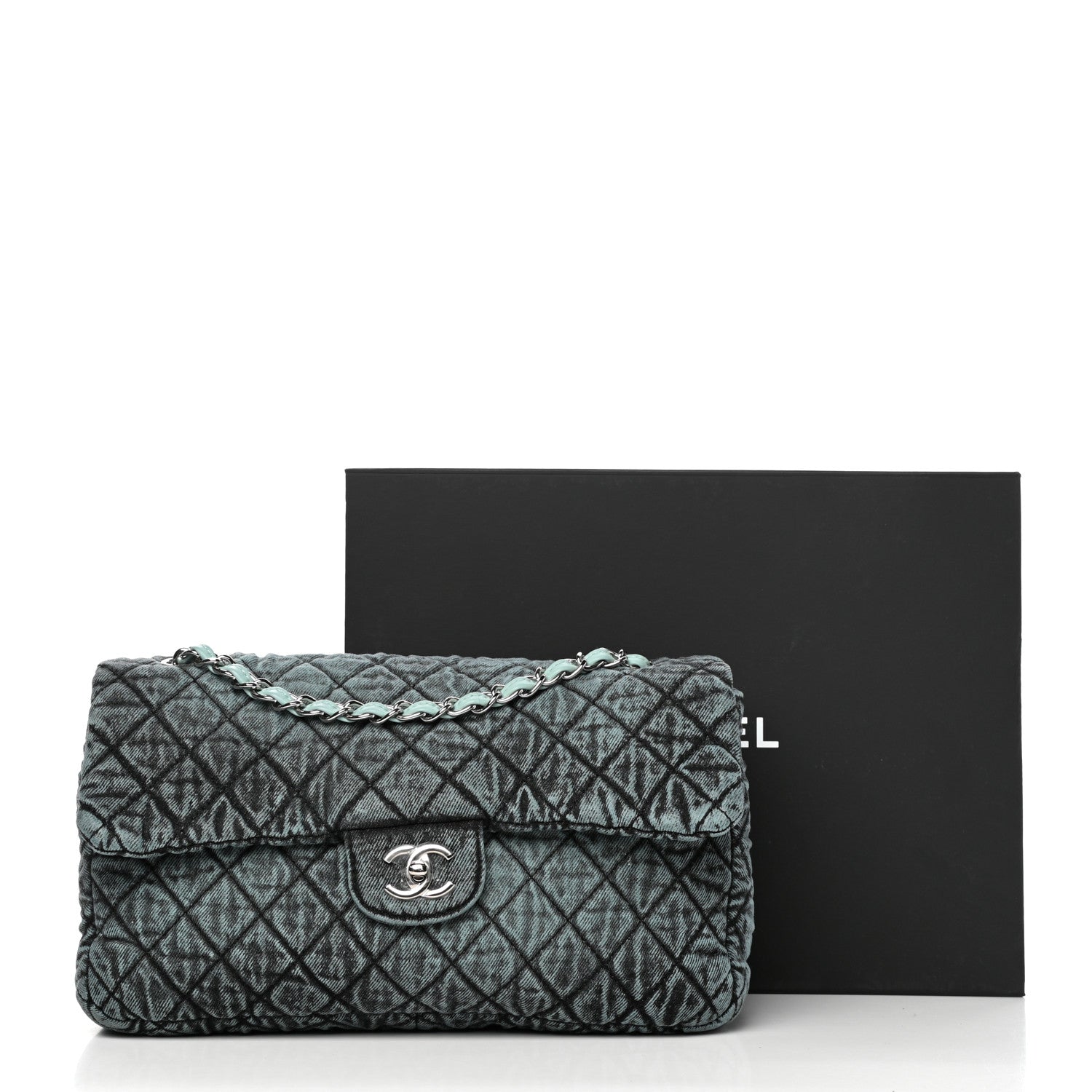 Chanel Denim Quilted Denimpression Flap Blue Black 11 of 11
