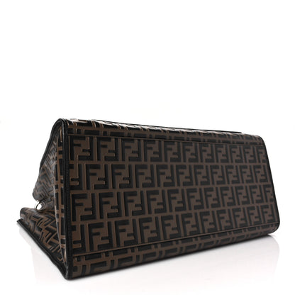 Fendi Vitello Century Wicker Bi-Color FF 1974 Embossed Large Runaway Shopper Tote Maya Black 3 of 6